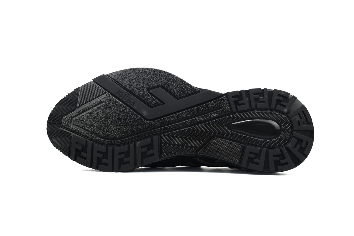 Fendi Knit Fabric And Rubber Flow Mesh Running Sneakers Brown