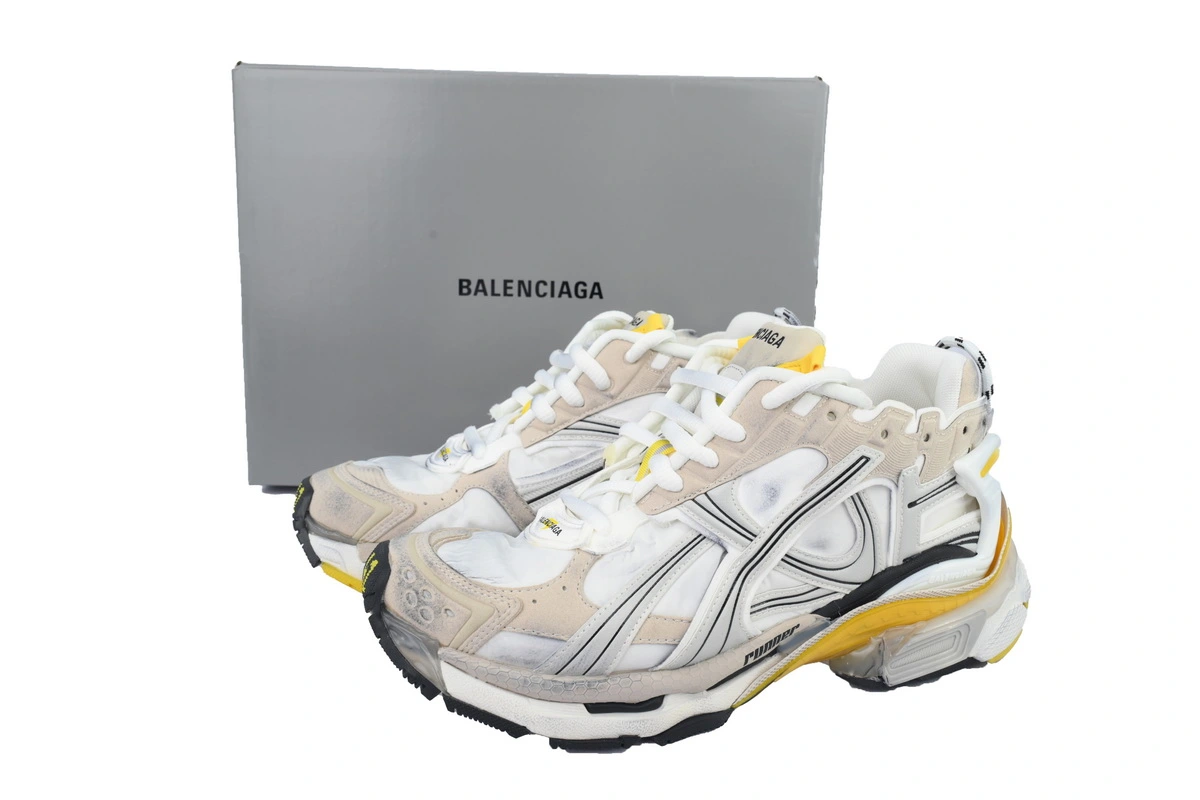 Balenciaga Runner Sneaker White Yellow 772767 W3RNY 9170