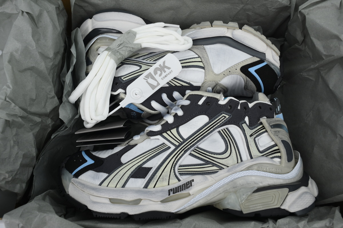 Balenciaga Runner Sneaker White Black Blue 772767 W3RNY 0623