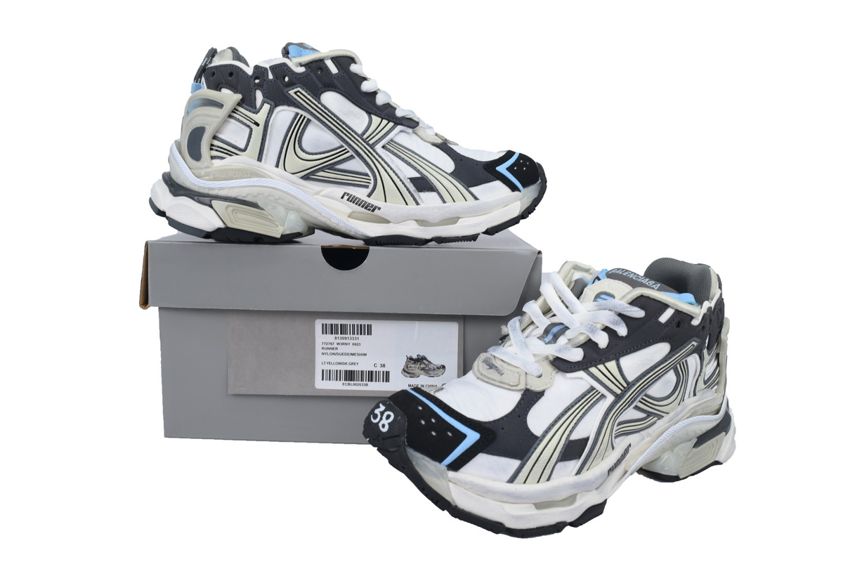 Balenciaga Runner Sneaker White Black Blue 772767 W3RNY 0623