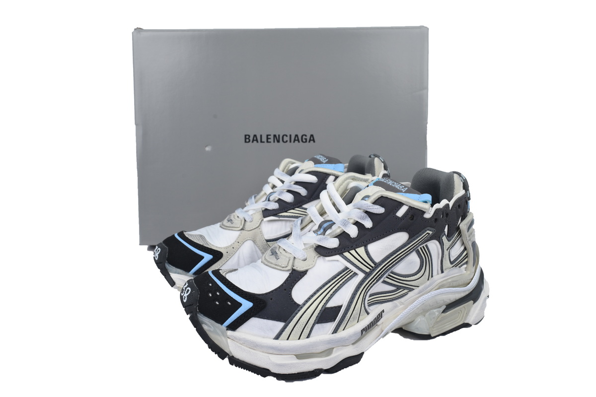 Balenciaga Runner Sneaker White Black Blue 772767 W3RNY 0623