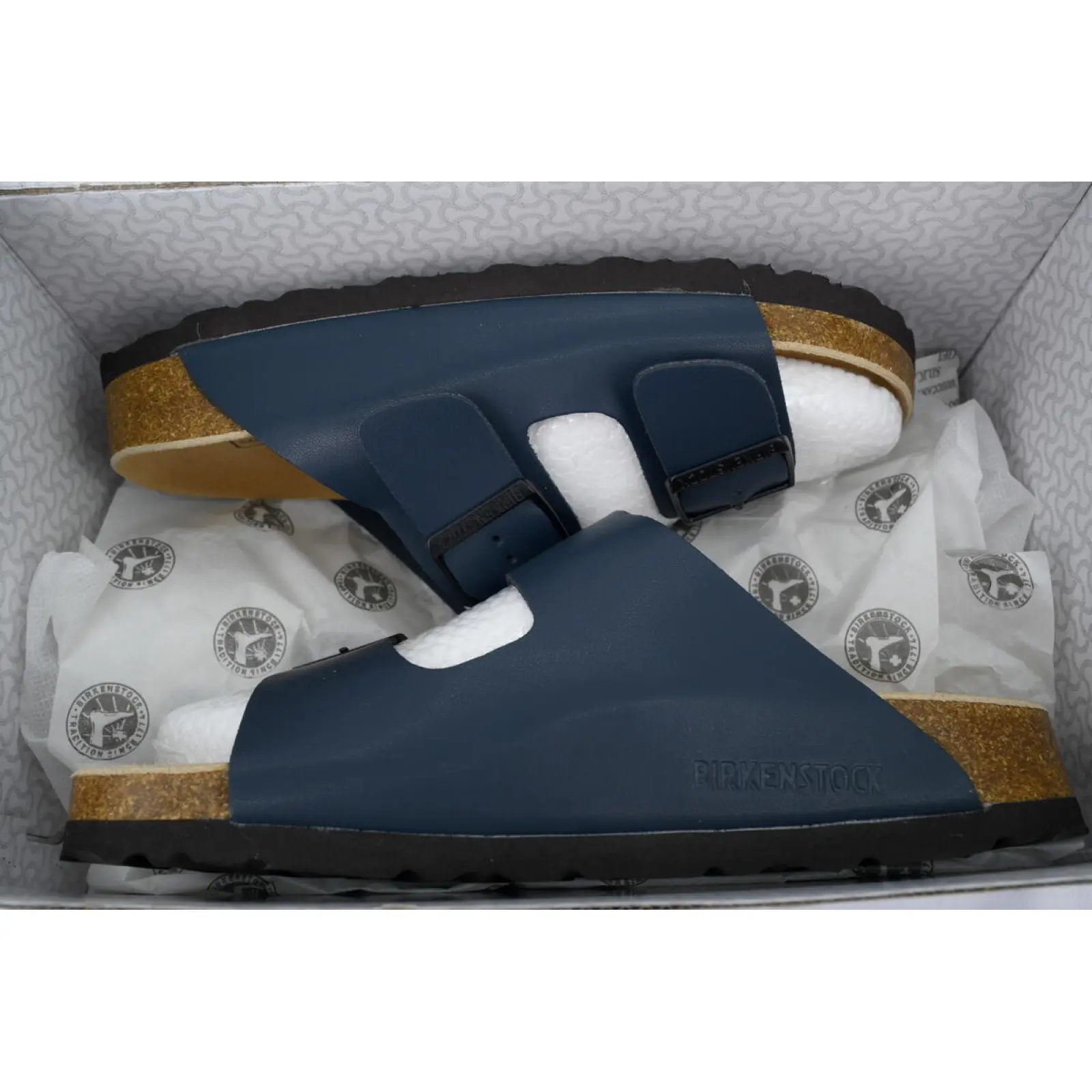 Birkenstock Boston Soft Footbed Blue Leather Surface