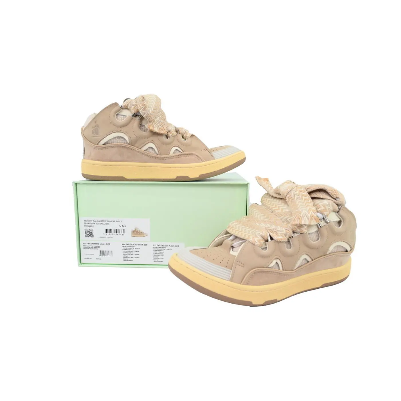 Lanvin Curb Sneakers White Brown