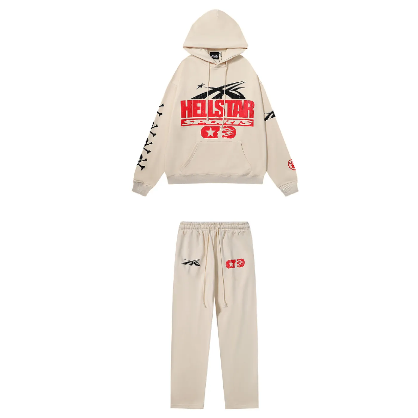 Hellstar If You Dont Like Us Beat Us Hoodie & Sweatpants Set Apricot