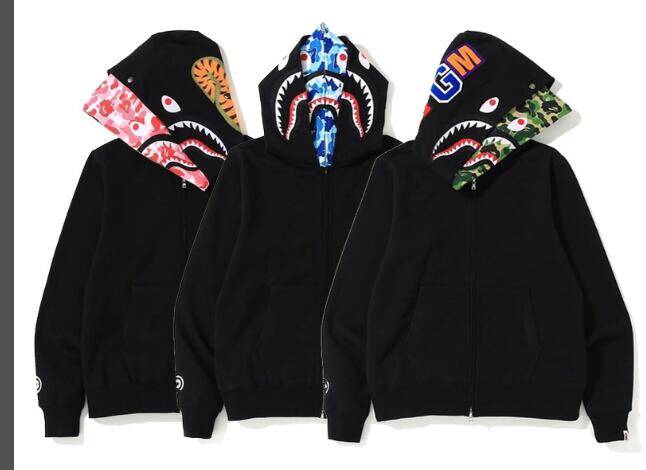 BAPE ABC Camo Shark Zip Hoodie Black Pink
