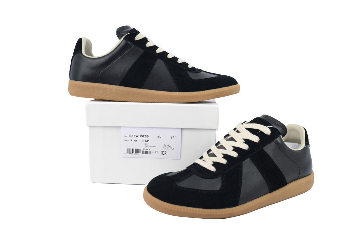 Maison Margiela Replica Black Sneakers Brown Sole