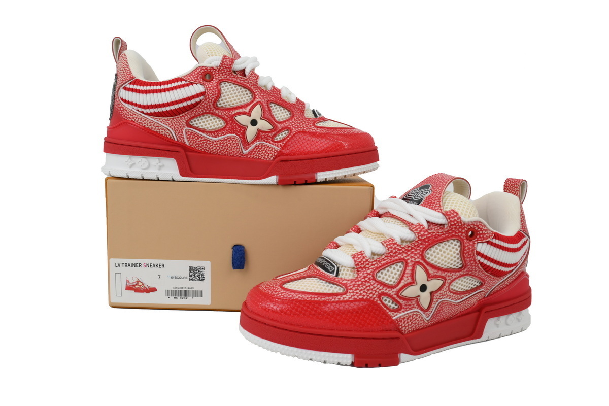 Louis Vuitton LV Skate Sneaker Knitted Collar Red 1AHSVL