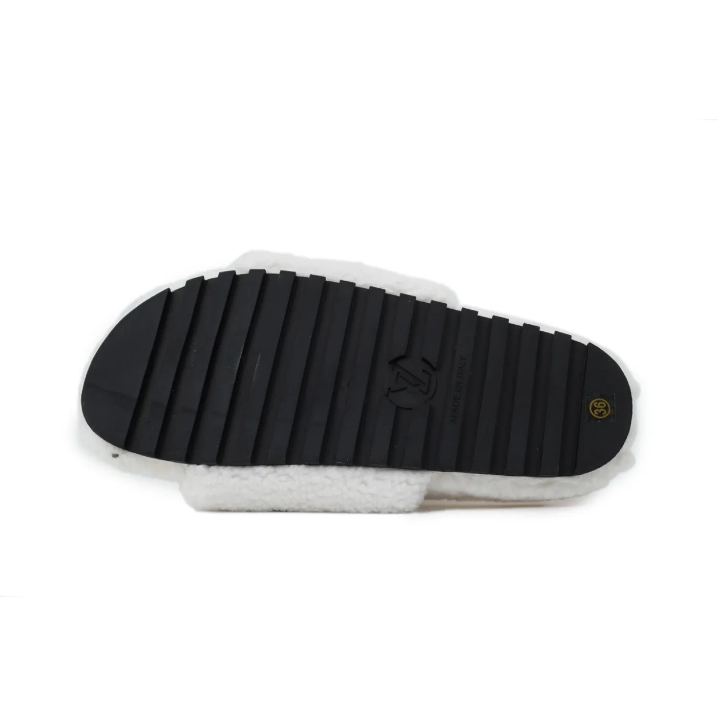 Louis Vuitton Bom Dia Shearling Flate Slippers White