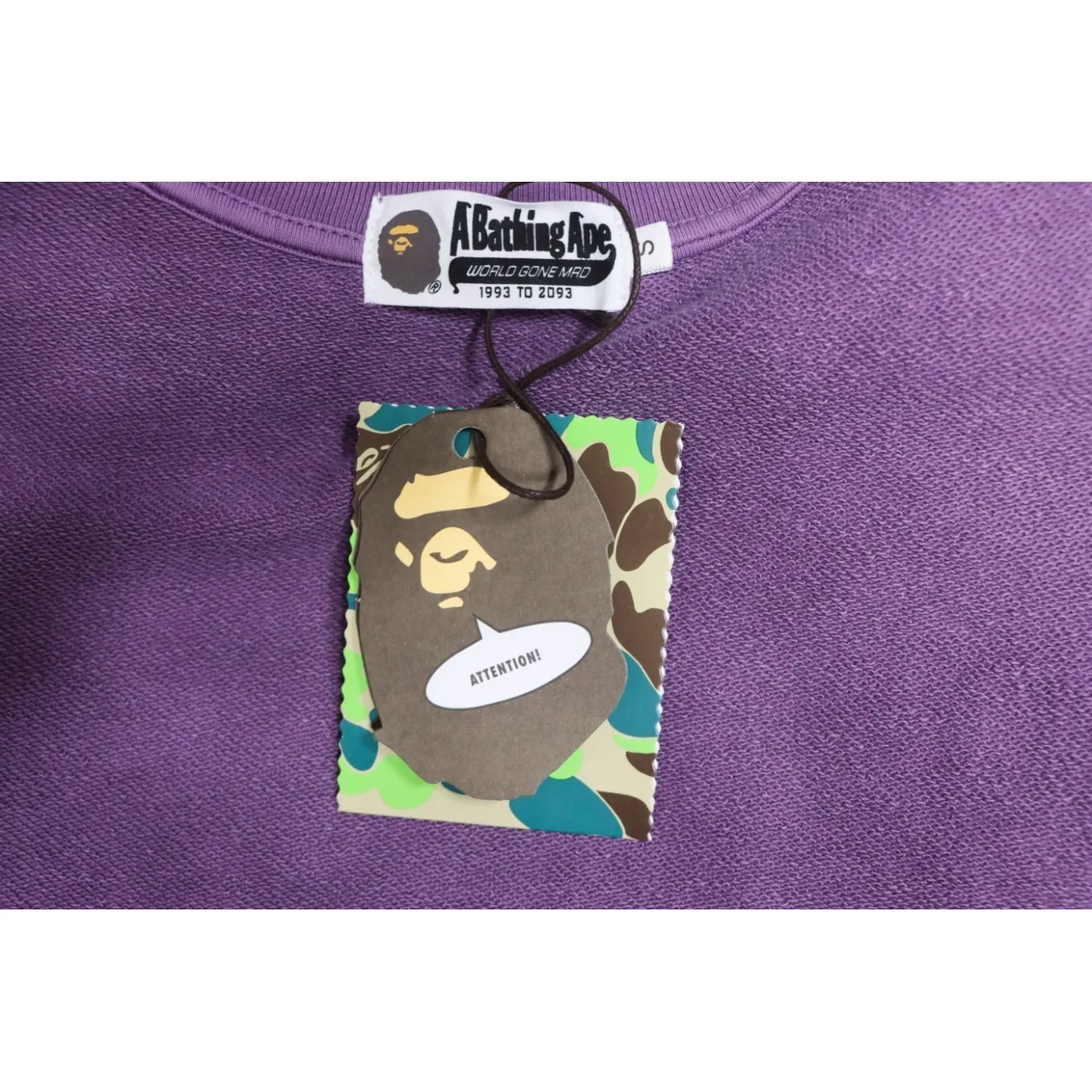 Bape Back Logo Lettering Ape Head Print Sweatshirt Purple White