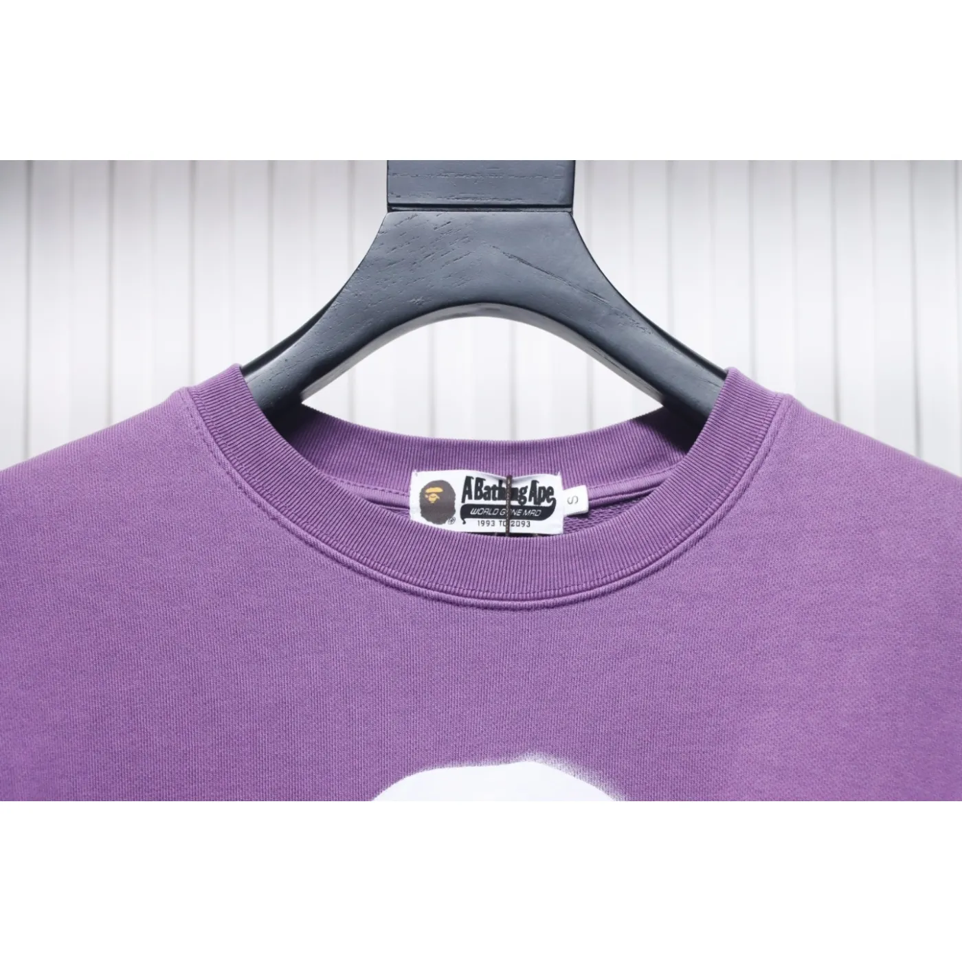 Bape Back Logo Lettering Ape Head Print Sweatshirt Purple White