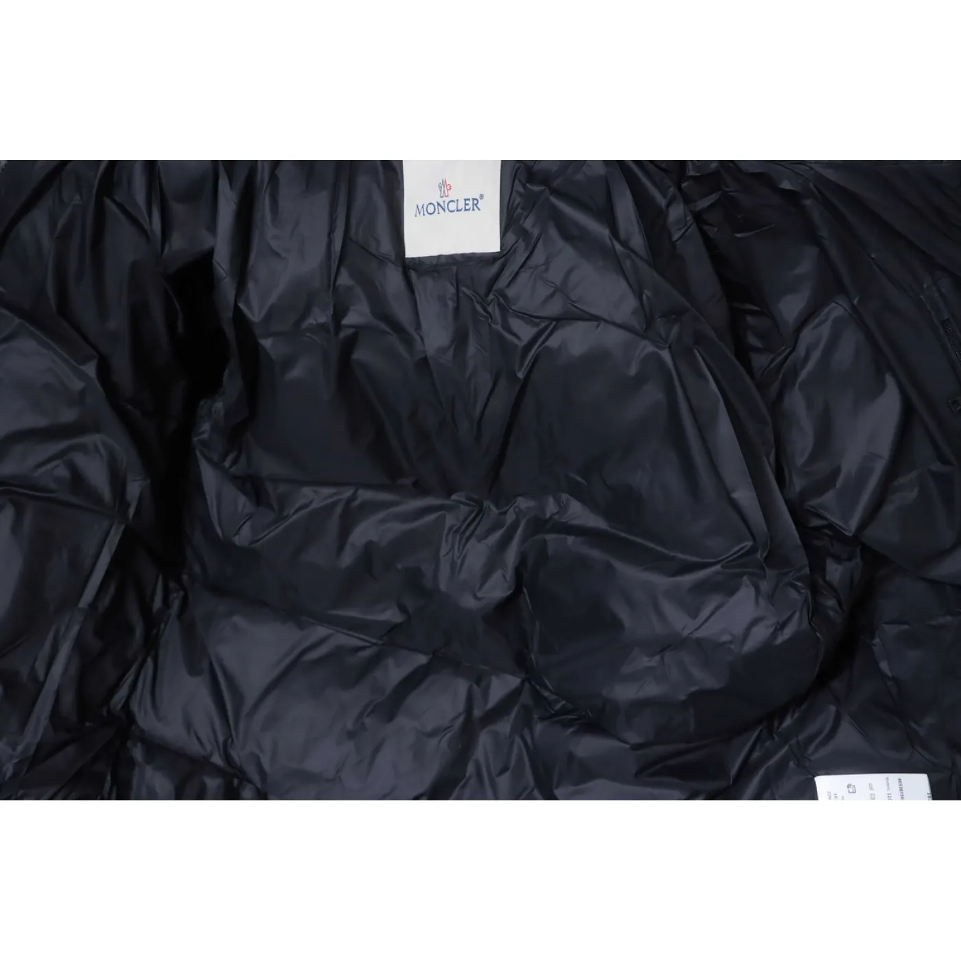 Moncler Logo Patch Zippered Stand-up Collar Black Down Jacket
