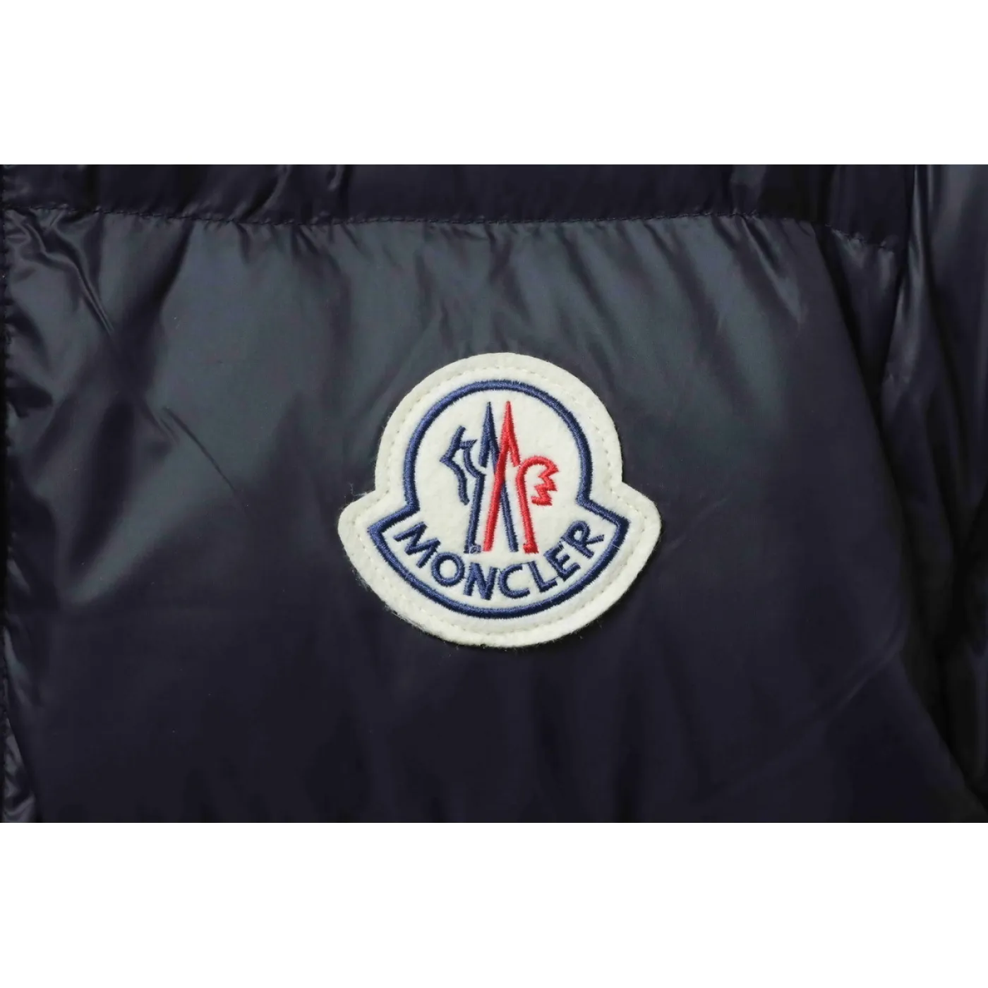 Moncler Logo Patch Zippered Stand-up Collar Black Down Jacket