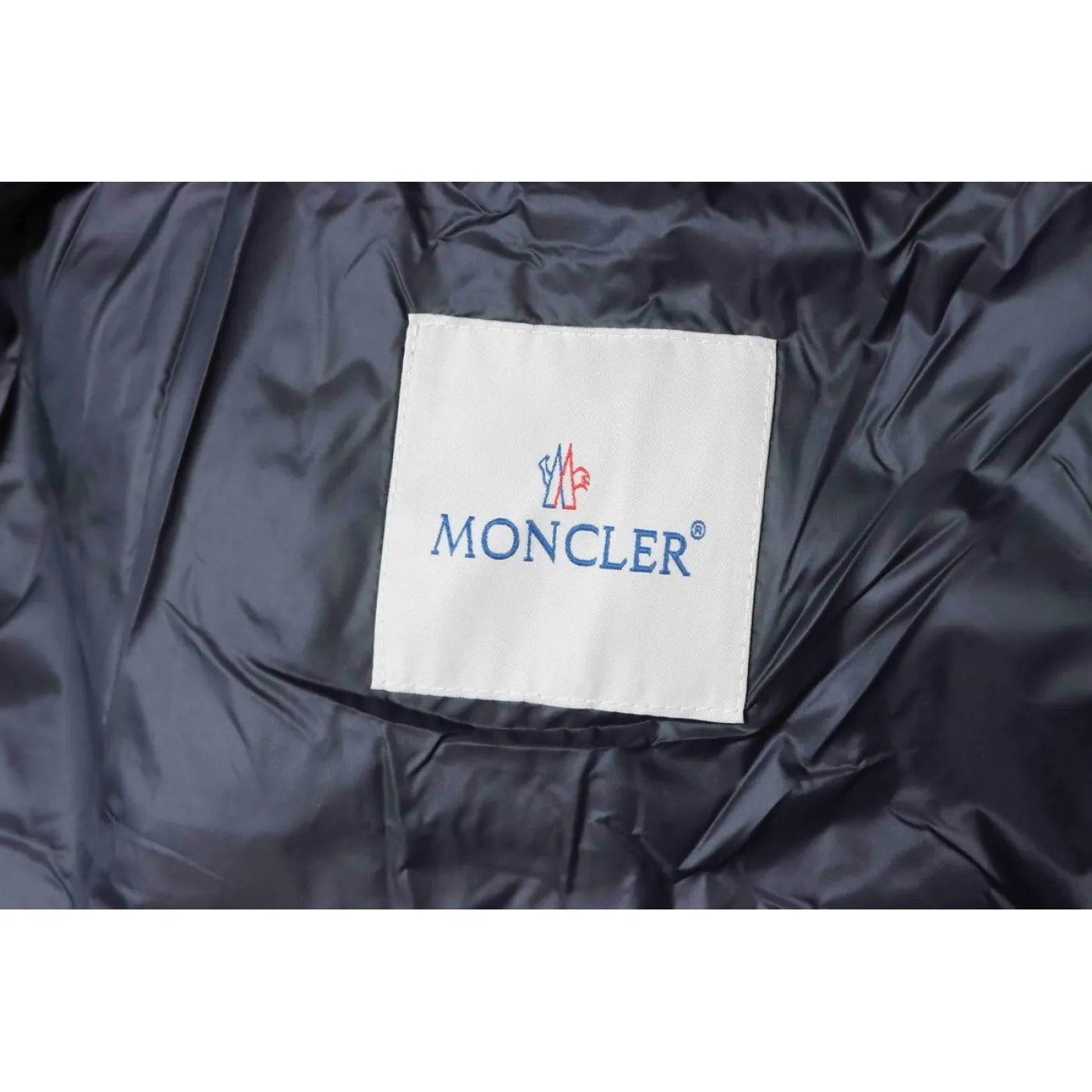Moncler Logo Patch Zippered Stand-up Collar Black Down Jacket