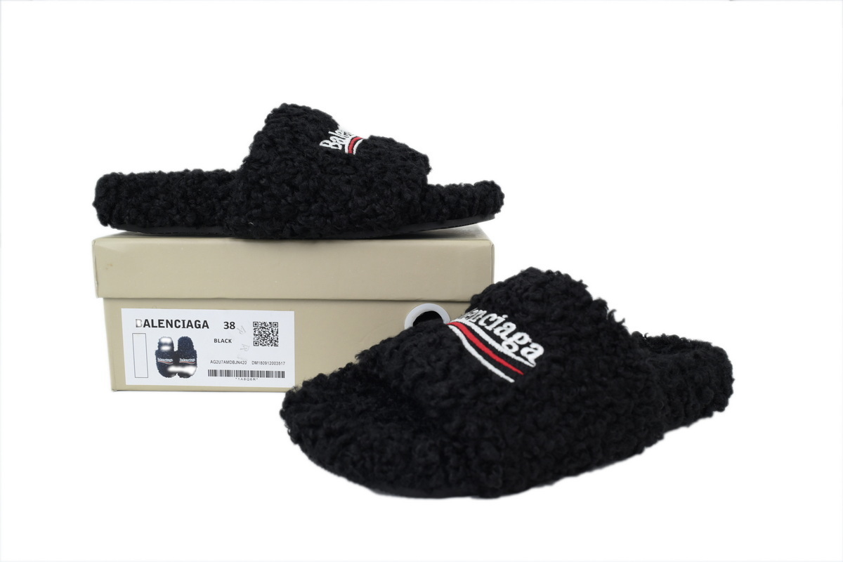 Balenciaga Furry Slide Black