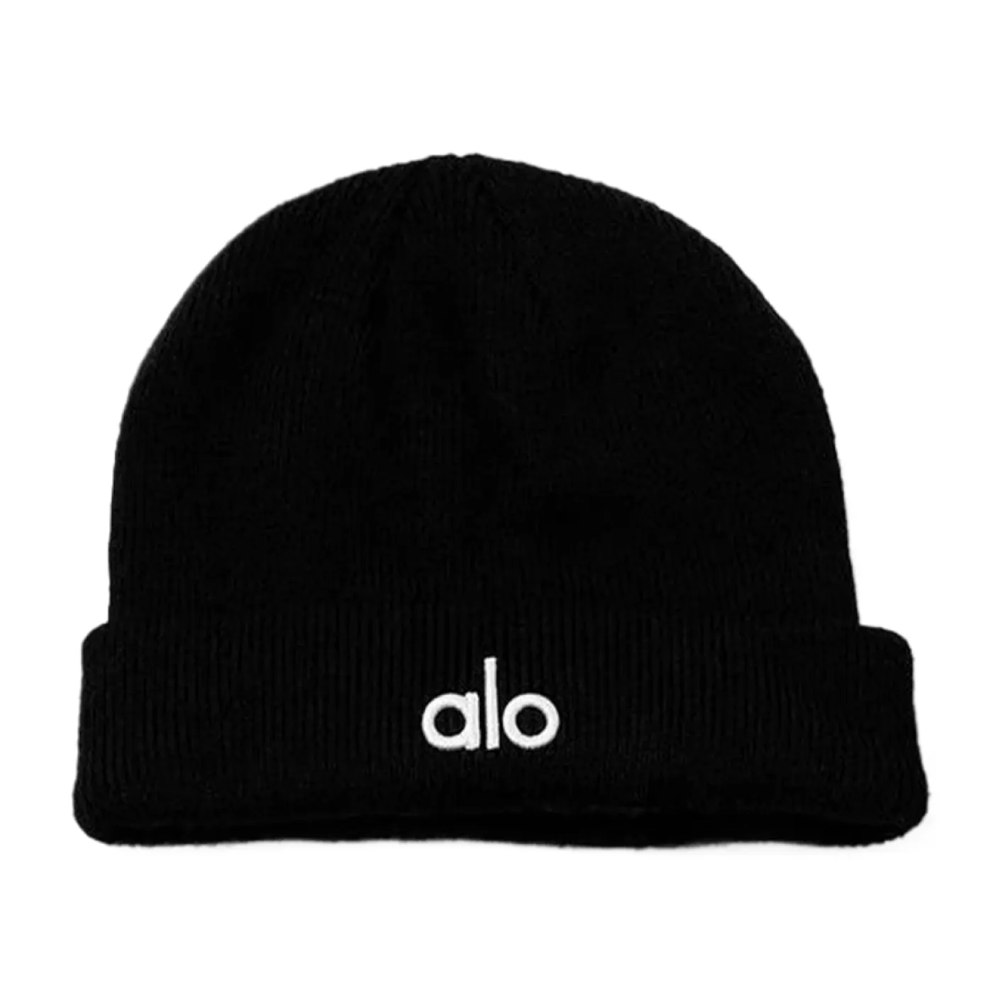 Alo Yoga White Logo Black Notable Beanie