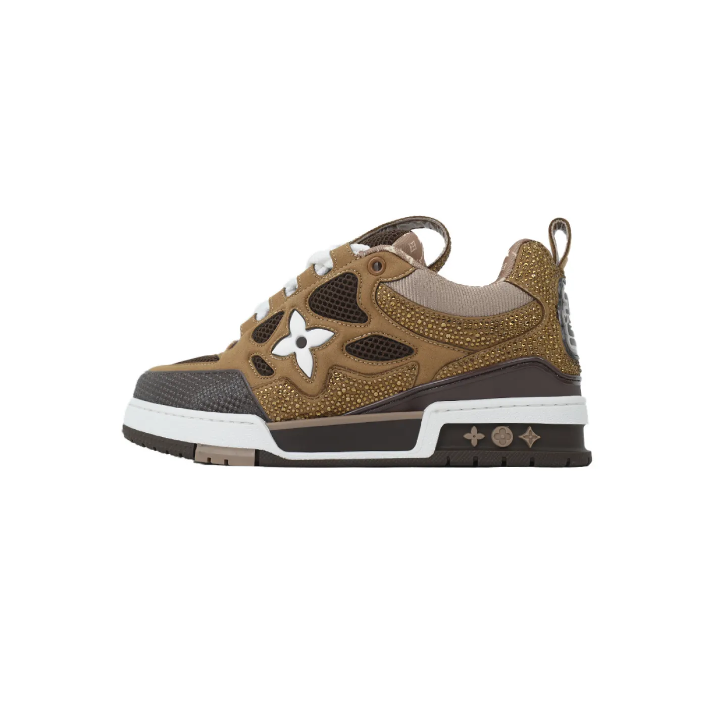 Louis Vuitton LV Skate White Brown With Rhinestones