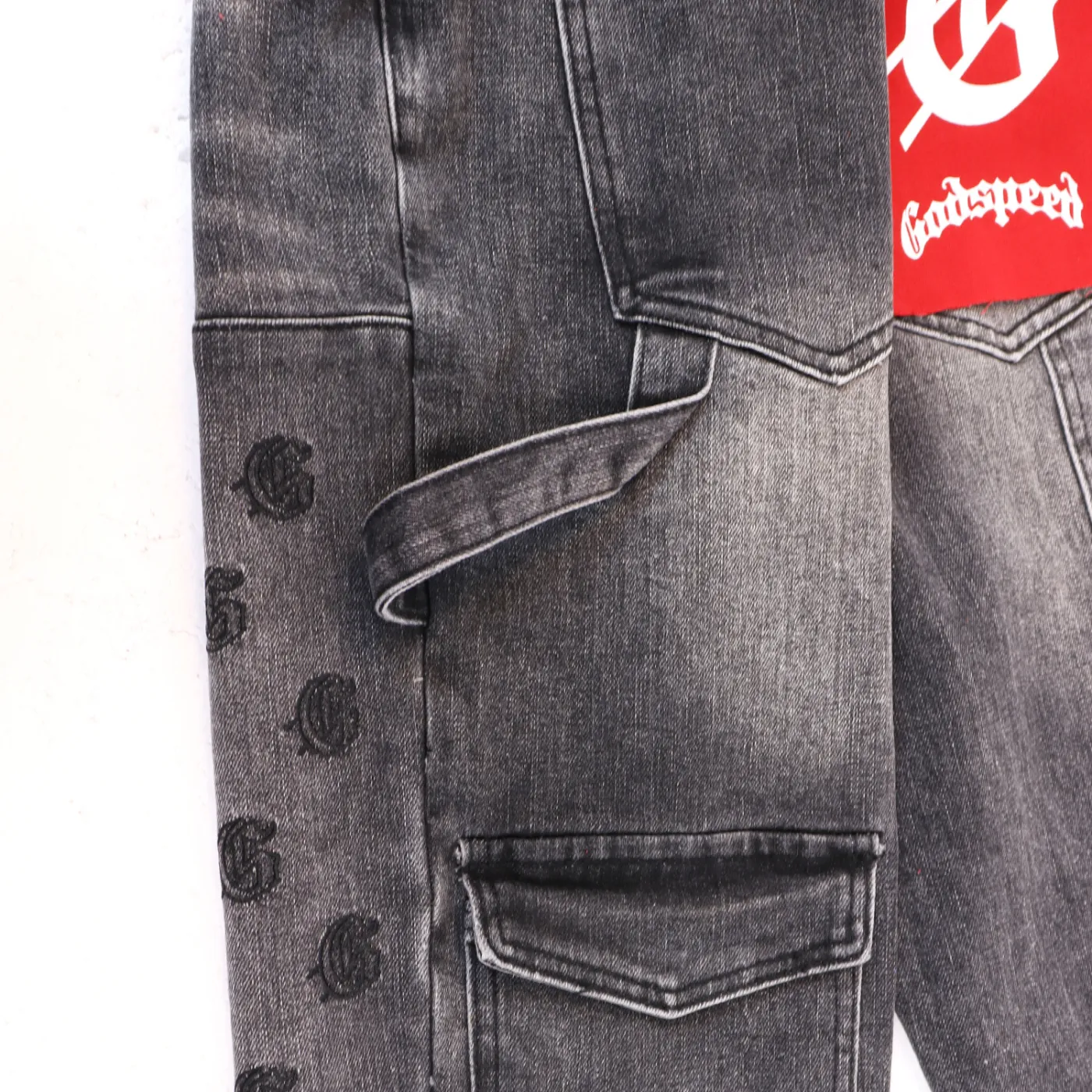 Godspeed Embroidered Multi-Pocket Jeans Smoky Gray