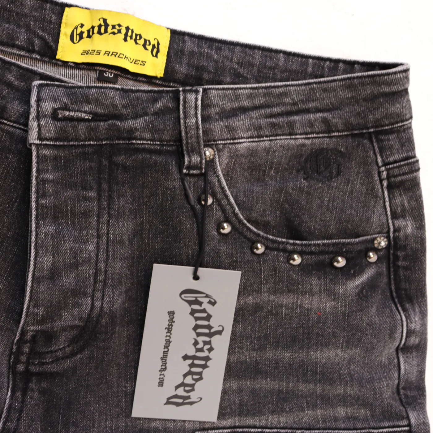 Godspeed Embroidered Multi-Pocket Jeans Smoky Gray