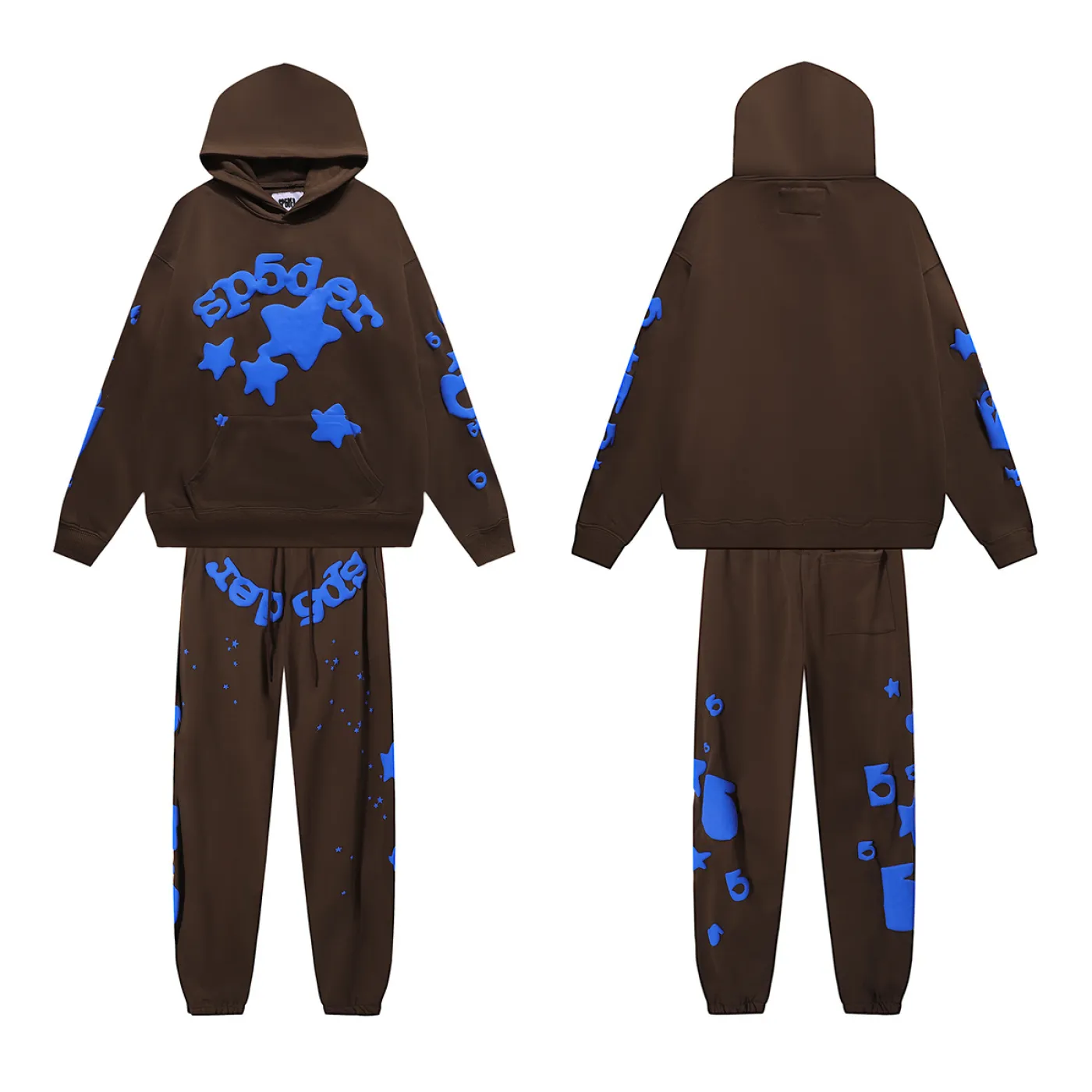 Sp5der Beluga Hoodie & Sweatpant Set Brown
