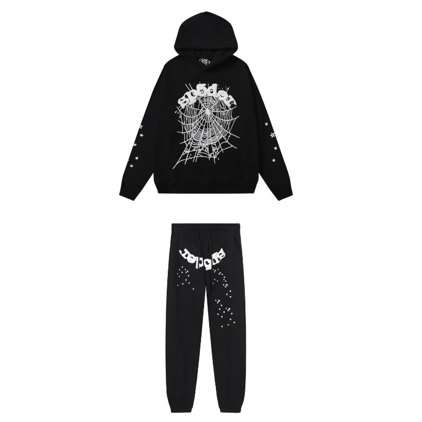 Sp5der OG Web Hoodie & Sweatpant Set Black