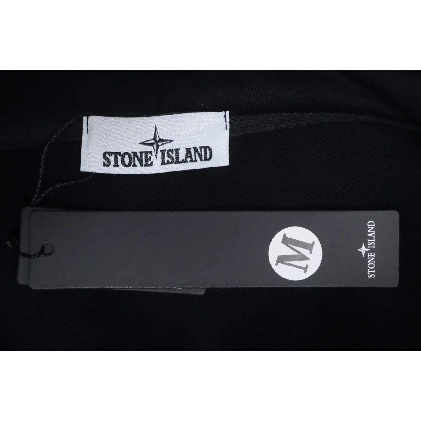 Stone Island Classic Logo Sleeve Patch Zipper Hoodie Black