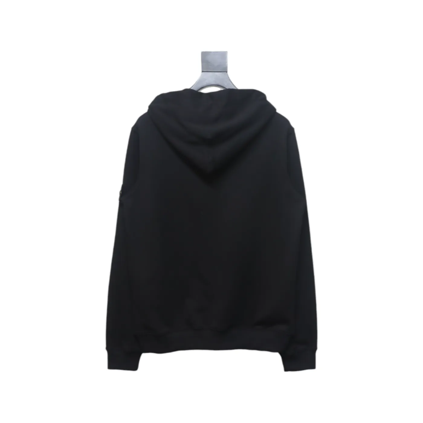 Stone Island Classic Logo Sleeve Patch Zipper Hoodie Black