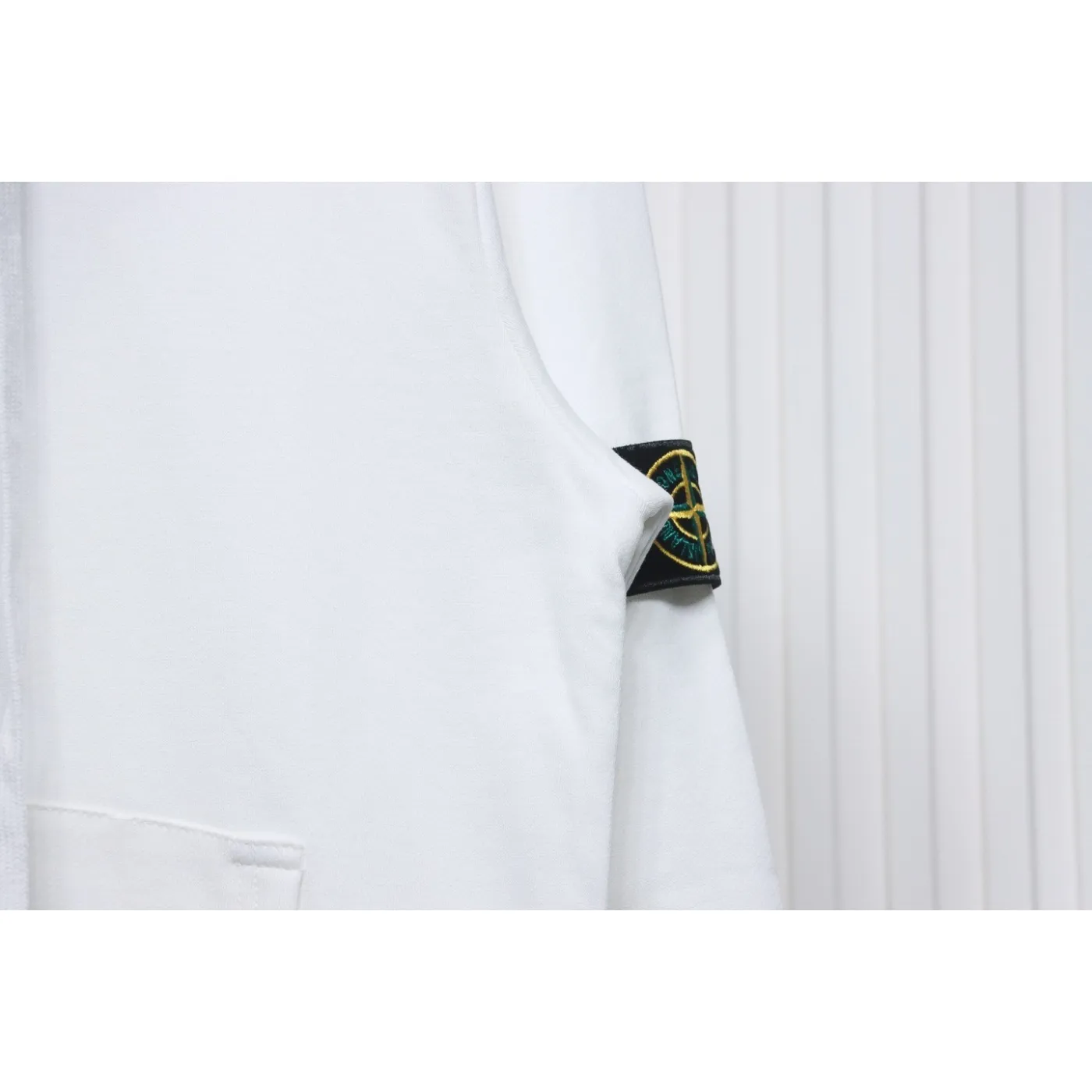 Stone Island Classic Logo Sleeve Patch Hoodie White