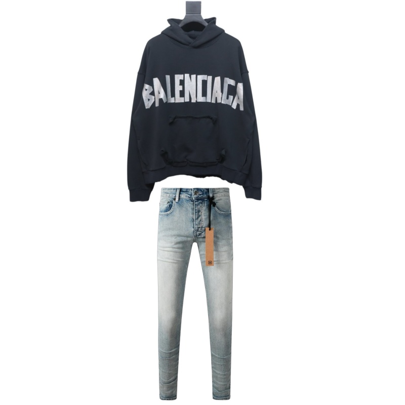 Balenciaga Logo Tape Type Hoodie Black + Ksubi Jean 3032