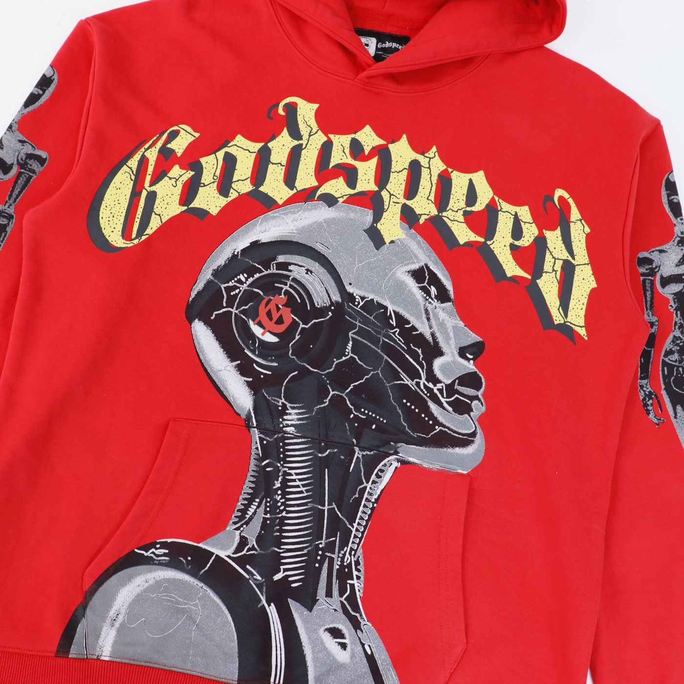 Godspeed Robot Print Hoodie Washed Red