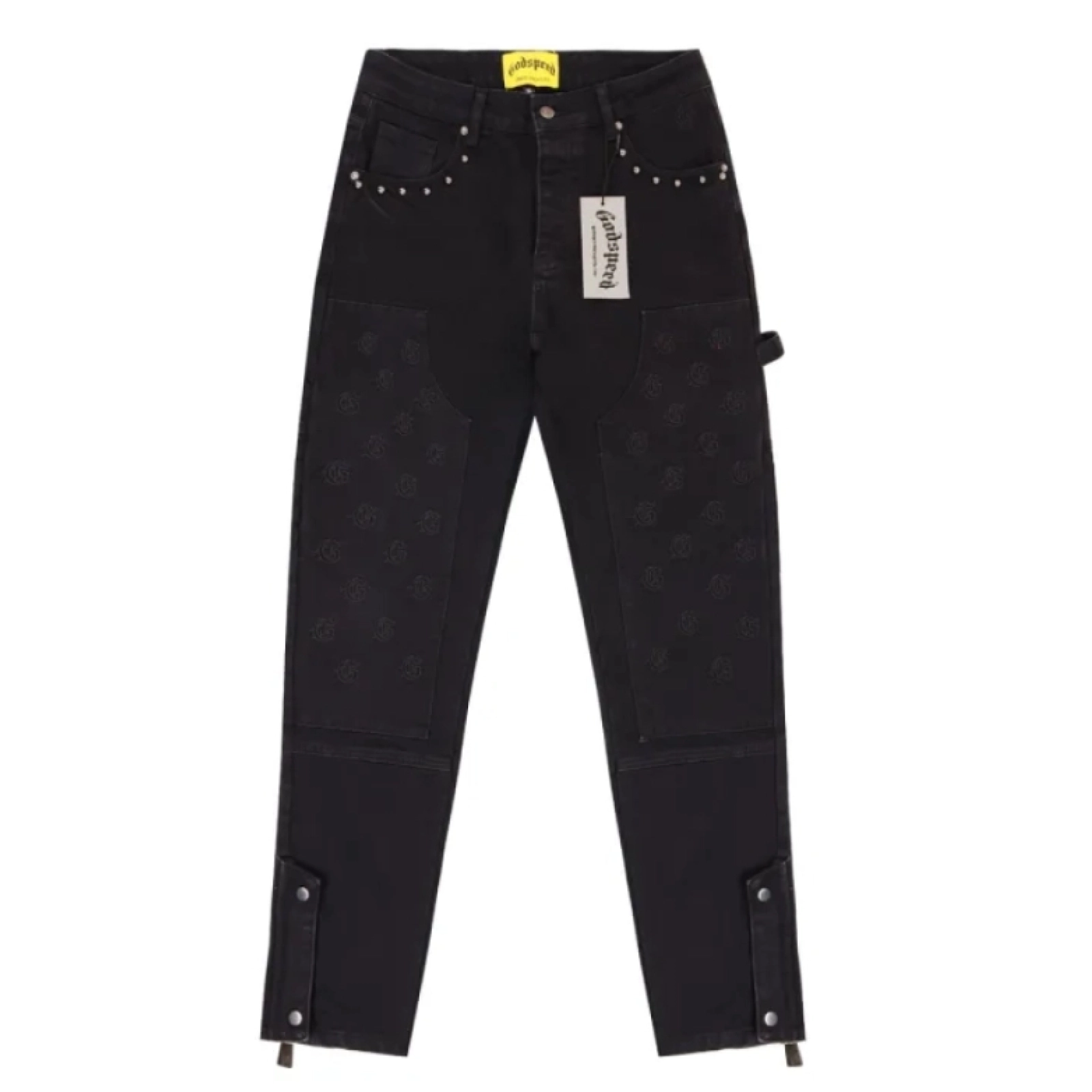 AMIRI Cny Rabbit Logo Hoodie Black+Godspeed Embroidered Multi-Pocket Jeans Black