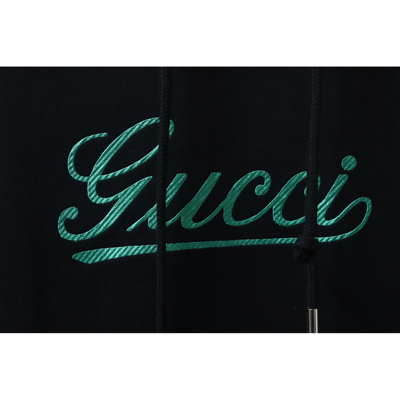 Gucci Musical Note Signature Logo Letter Embroidered Hoodie Black