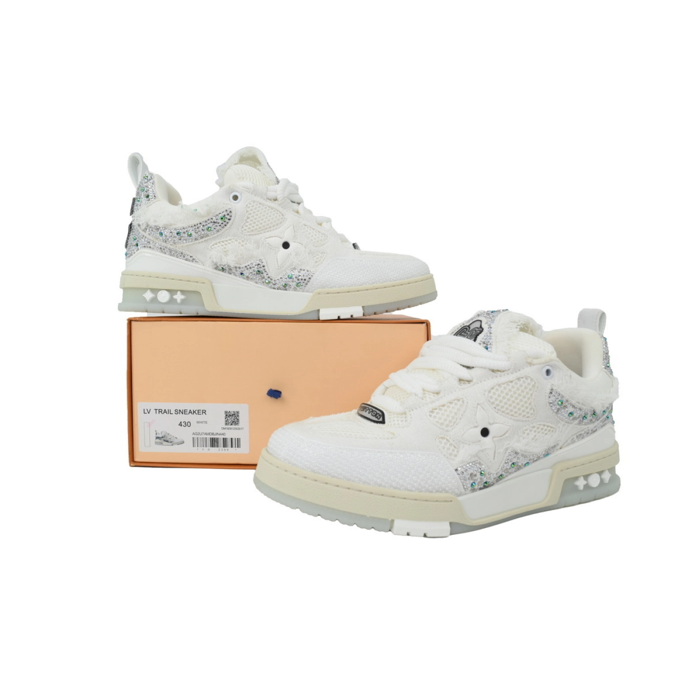 Louis Vuitton LV Skate Sneaker Silver White Diamond